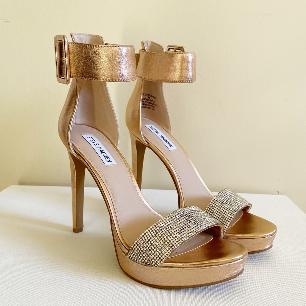 Steve Madden Sandals CIRCUIT-R Rose Gold Rhinestone Strappy